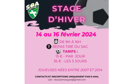 STAGE FÉMININ HIVER 2024 - catégories U13F à U18F