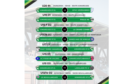 Rencontres Jeunes et Féminines - SAMEDI 23 et DIMANCHE 24 mars 2024