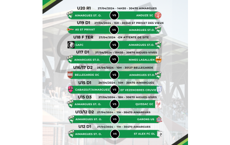 Rencontres Jeunes et Féminines - SAMEDI 27 et DIMANCHE 28 Avril 2024