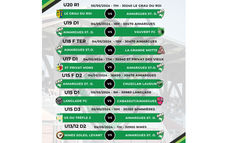 Rencontres Jeunes et Féminines - SAMEDI 04 et DIMANCHE 05 mai 2024